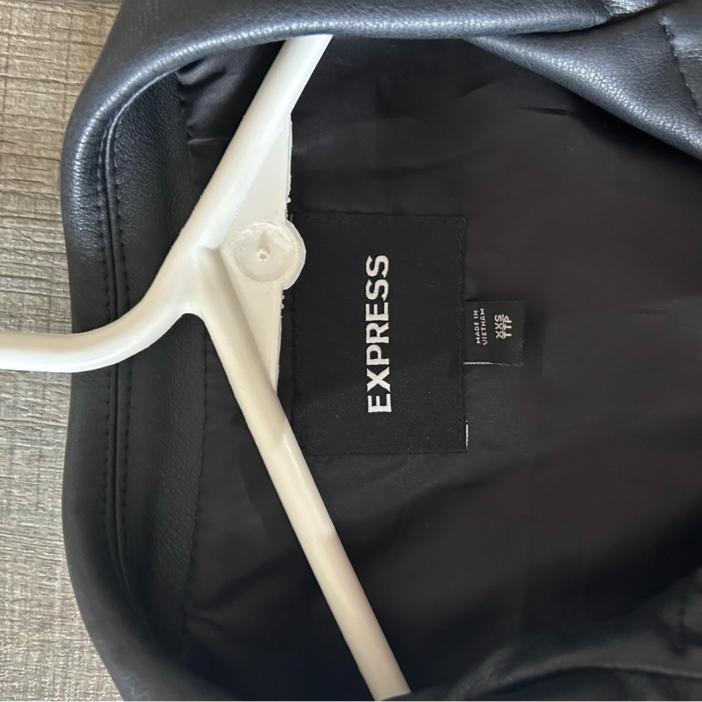 Express Black Lightweight Pleather Jacket With Pu… - image 3
